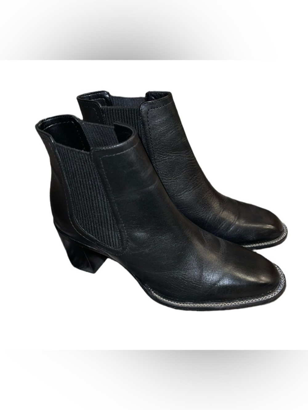 Vince Camuto Black Leather Chelsea Booties - Picture 2 of 5